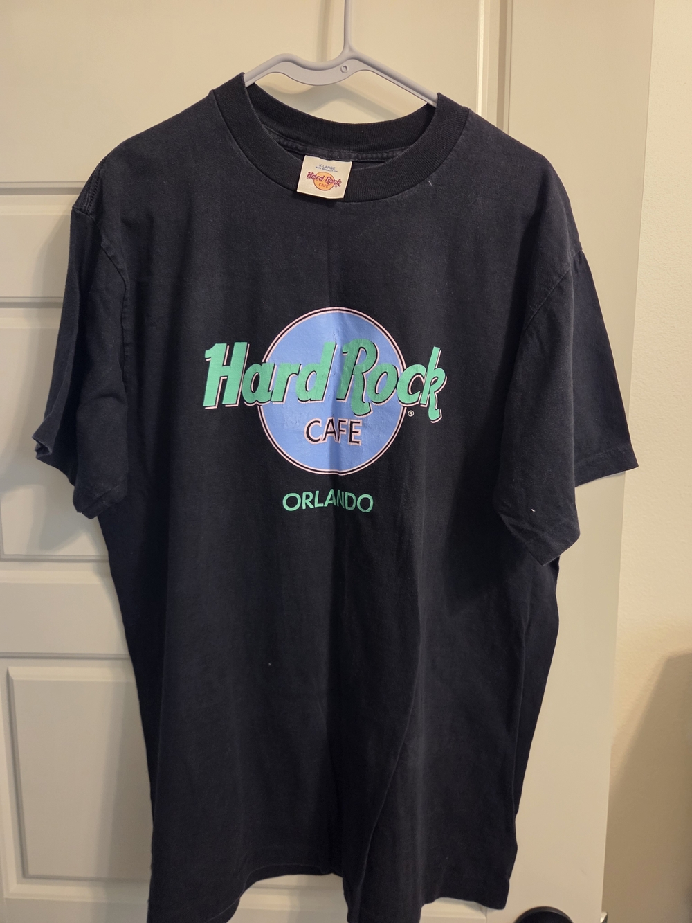 Hard Rock Cafe Orlando Black T-Shirt with Teal and Blue Logo